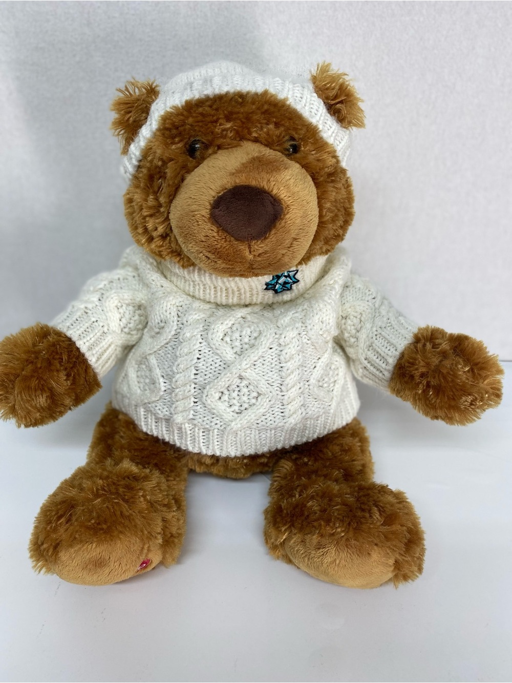Gund Bloomingdales Holiday 2014 Little Brown Bear Plush Cream Cable-Knit Sweater